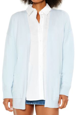 LIGHT BLUE Patch-Pocket Cardigan Sweater, image 3