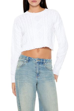 SEASHELL Cropped Cable Knit Sweater, image 1