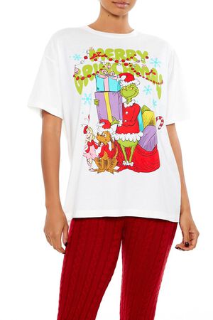 WHITE/MULTI Merry Grinchmas Graphic Tee, image 1