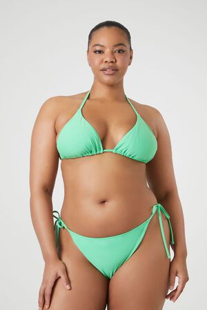 SPRING GREEN Plus Size String Bikini Bottoms, image 1