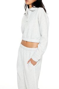 HEATHER GREY Cropped Fleece Rosette Pullover, image 4