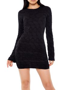 BLACK Textured Bell-Sleeve Mini Dress, image 2