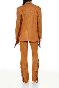 PINE BARK Rhinestone Fringe Faux Suede Pants, image 4