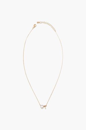 GOLD/T Faux Gem Initial Charm Necklace, image 1