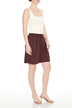 BROWN Drawstring Trouser Shorts, image 2