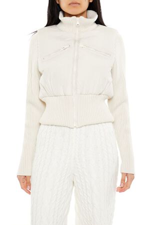 IVORY Ribbed Funnel Neck Jacket, image 1