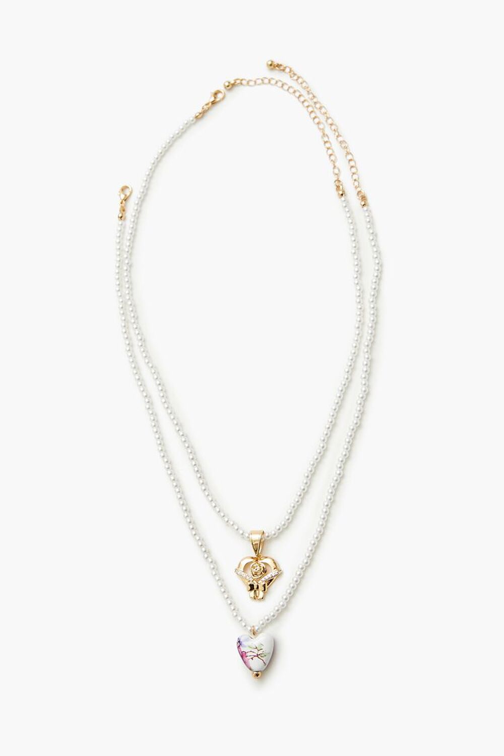 Faux Pearl Heart Necklace Set, image 1