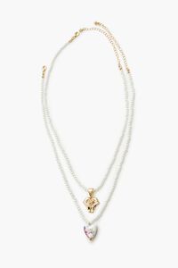 Faux Pearl Heart Necklace Set, image 1