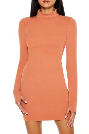 CHESTNUT Turtleneck Mini Sweater Dress, image 2