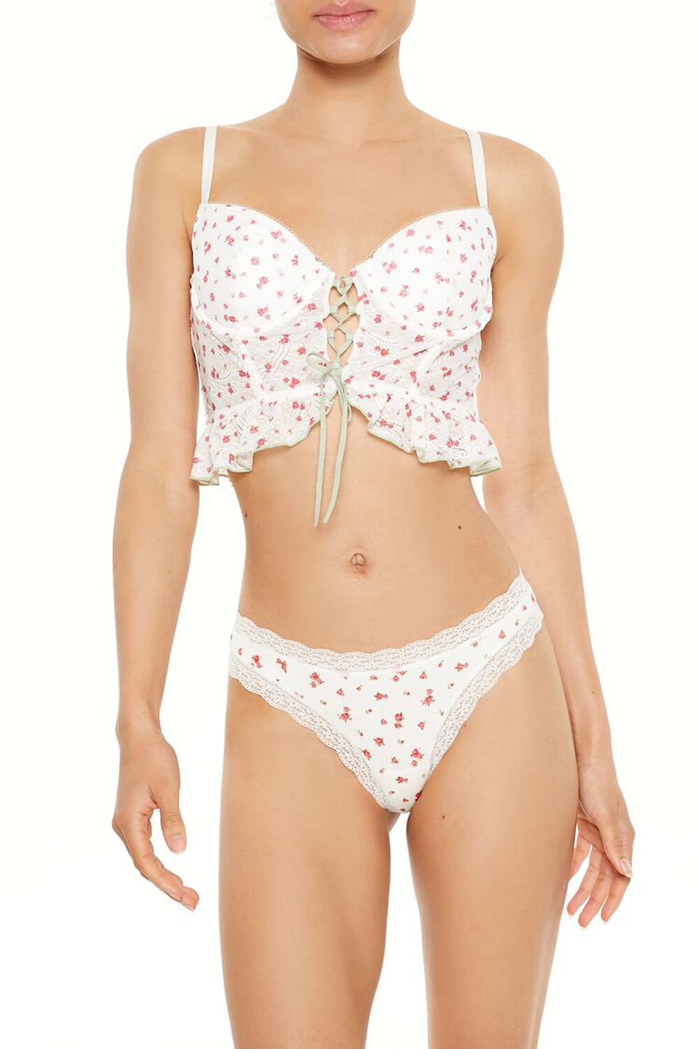 VANILLA/MULTI Rose Lingerie Corset Cami, image 1