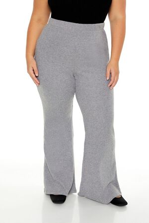 GREY Plus Size Ribbed Flare Pants, image 2