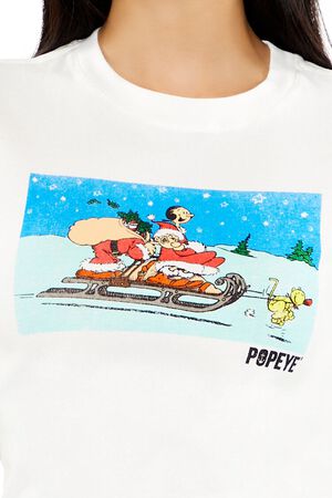 WHITE/MULTI Popeye Christmas Graphic Baby Tee, image 3