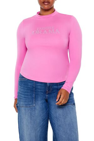 PINK/MULTI Plus Size Jadore Drama Top, image 1
