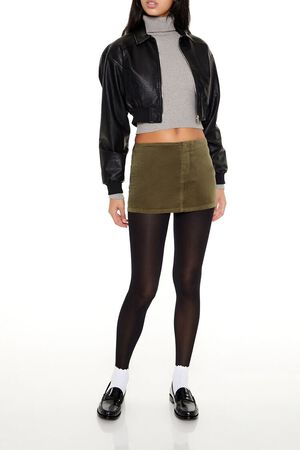 OLIVINE  Velvet Mini Skirt, image 1
