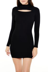 BLACK Cutout Mini Sweater Dress, image 2