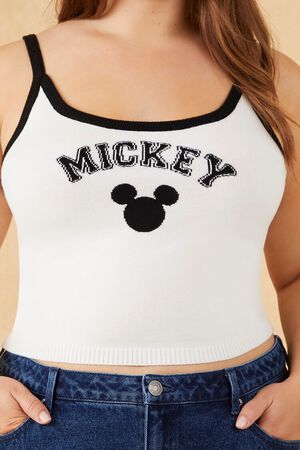 WHITE/BLACK Plus Size Disney Mickey Sweater-Knit Cami, image 3