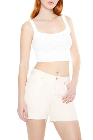 WHITE Sweater-Knit Crop Top, image 2