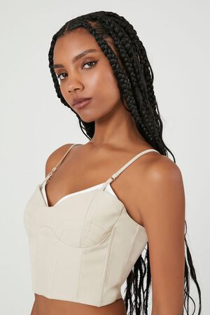 TAN/MULTI Cropped Sweetheart Bustier Cami, image 2