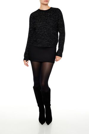 DARK RED Metallic Knit Raglan Sweater, image 2