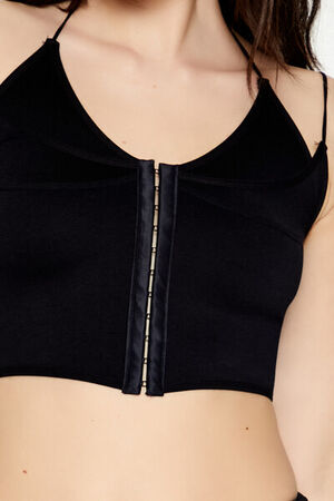 BLACK Seamless Halter Cropped Cami, image 3