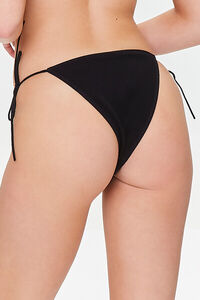 BLACK Seamless Ribbed String Bikini Bottoms, image 3