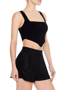 BLACK Ribbed Sweater-Knit Crop Top, image 4