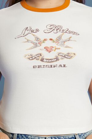WHITE/MULTI Plus Size Lee Riders Graphic Ringer Tee, image 3