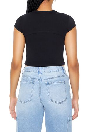 GREEN Layered Cutout Cropped Tee, image 3
