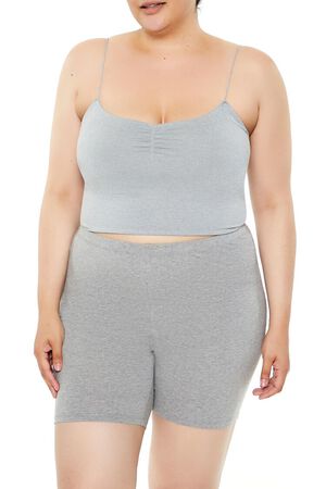 HEATHER GREY Plus Size Seamless Cropped Cami, image 1