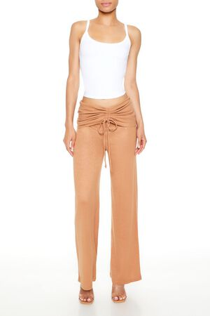 CAMEL Ruched Drawstring Foldover Pants, image 1