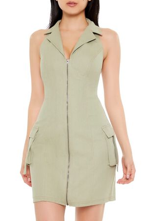 BLACK Denim Halter Mini Dress, image 2