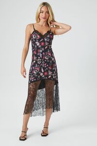 BLACK/PINK Ditsy Floral Midi Slip Dress, image 4
