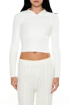 WHITE Hooded Raglan Sweater, image 1