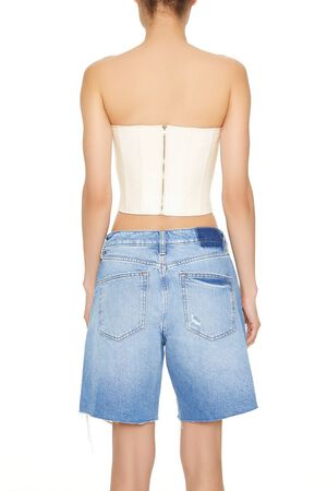 WHITE Cropped Faux Leather Tube Top, image 3