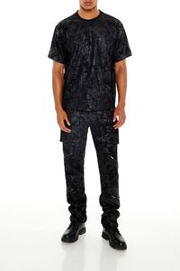 BLACK Textured Slim-Fit Mid-Rise Pants, image 1