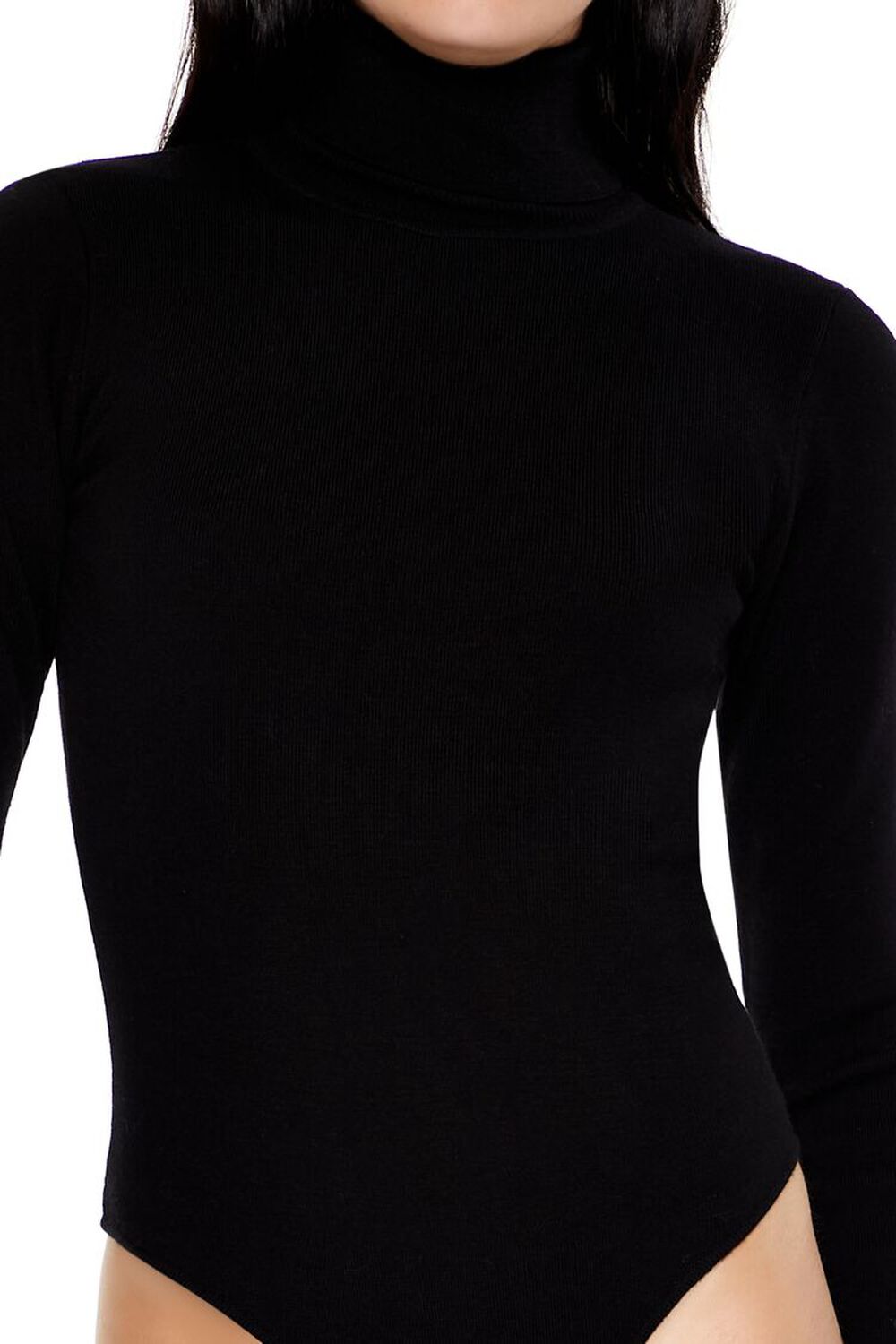 BLACK Sweater-Knit Cutout Bodysuit, image 3