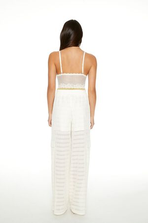 WHITE Crochet Striped Cargo Pants, image 3