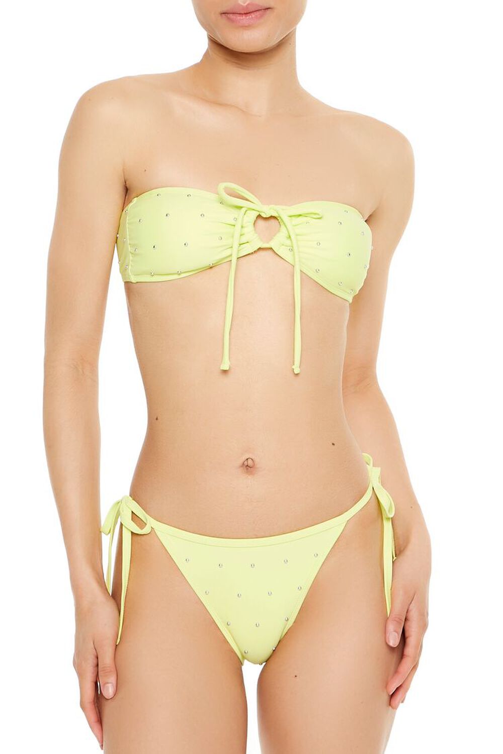 LIME Studded String Bikini Bottoms, image 3