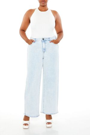 WHITE Plus Size Crisscross Sweater-Knit Bodysuit, image 1