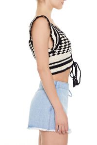BLACK/CREAM Sweater-Knit Geo Crop Top, image 5