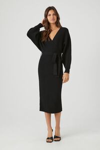 BLACK Sweater Midi Wrap Dress, image 1