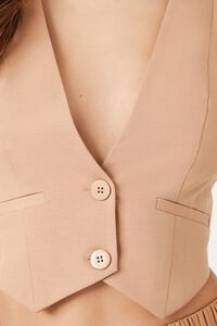 TAN Notched Plunging Cropped Vest, image 5