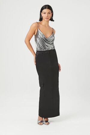 PINK Satin Cargo Maxi Skirt, image 1