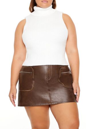 EGRET Plus Size Turtleneck Sweater-Knit Tank Top, image 1