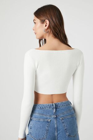 VANILLA Sweater-Knit Cutout Crop Top, image 3