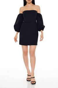 BLACK Off-the-Shoulder Mini Dress, image 1
