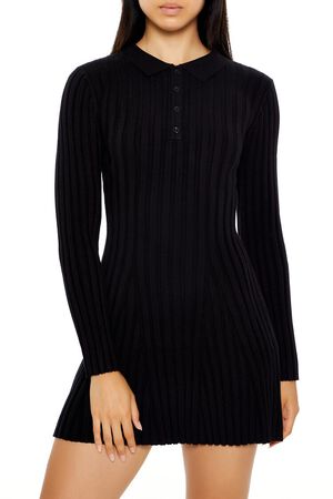 BLACK Sweater Shirt Mini Dress, image 2