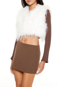 EGRET Shaggy Faux Fur Cropped Vest, image 4