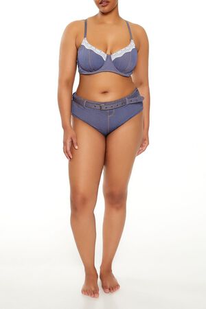 DENIM Plus Size Denim Underwire Bikini Top, image 2