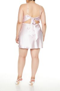 PINK Plus Size Satin Bow Mini Slip Dress, image 5
